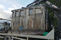100 year old ship wheel house arrives at Fyfett farm for restoration